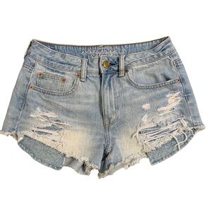 American Eagle Outfitters size 4 High Rise Festival Denim Jean shorts distressed